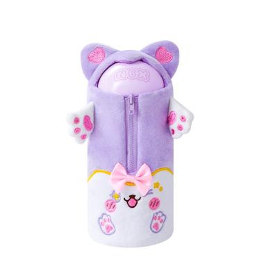 China Wholesale Fashion 2022 NBX Wholesale Cute Girls Shape Fur Pencil Bag School Cat PlushPencil Case With Small Animal Backpack for sale