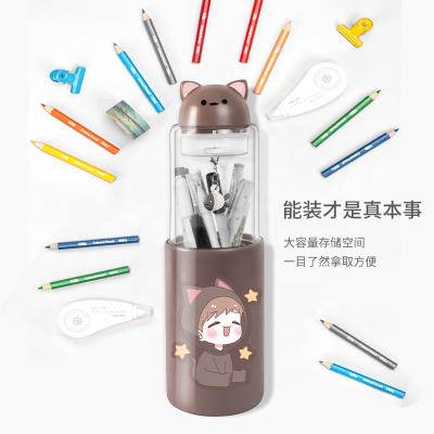 China Fashion NBX wholesale kawaii multifunctional clear magnetic tabletop pen holders for girls plastic pencil case for sale