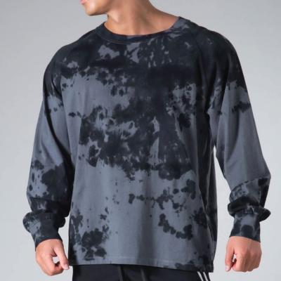 China Anti-Wrinkle Top Custom Fashion Soft Oversized Long Sleeve Men Tie Dyed T-Shirt for sale