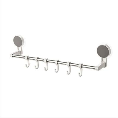 China Bathroom Wholesale Convenient Punch Free Crochet 6 Hook Good Quality Stick to the Wall Hook With Towel rack for sale