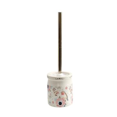 China Sustainable Wholesale Ceramic Toilet Accessories Set Luxury Hotel Custom Pattern Toilet Brush for sale