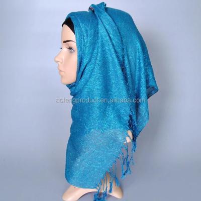 China Muslim Islamic gold lace hijab fashion polyester shawls women simple solid scarf breathable tank top tan malaysia hijab for sale