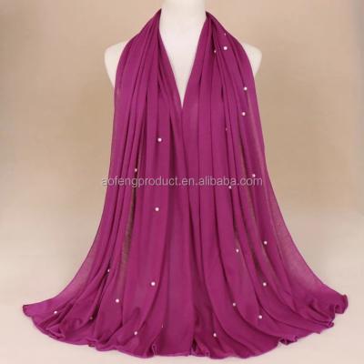 China New Arrival Hijab Soft Squishy Bead Breathable And Chain Scarves Muslim Women Scarf Shawl Wraps Many Color Can Choose for sale