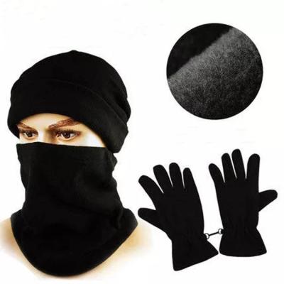 China COMMON Black Color Winter Hood Hat Outdoor Windproof Cycling Hat And Glove Set Full Face Mask Balaclava Glove Set for sale