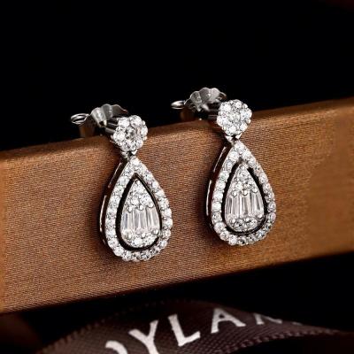 China 2022 Bridal Dylam TRENDY Teardrop Earrings Wedding Prom Elegant Women Bridesmaids 5A Zircon Wand Stud Earrings for sale