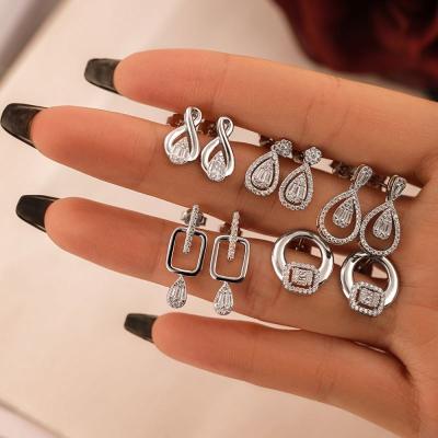 China 2022 TRENDY Dylam TiK Tok Accessories S925 Hot Selling Women Jewelry 5A CZ silver earring hypoallergenic baguette stud earrings for sale