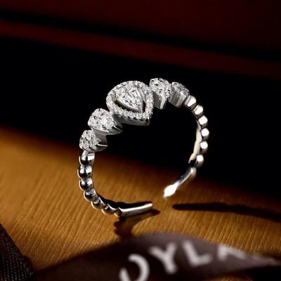 China Dylam FASHIONABLE Ring Marquise Cut 5-Stone Sterling Silver Rhodium Plated Tiara And Crown Tasty Curved V Arched Promise Ring for sale