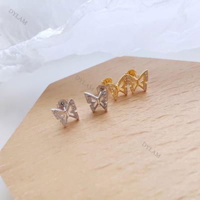 China Dylam S925 FASHIONABLE Tarnish Free Zircon 2022 Stud Earrings 2021 Sterling Silver Butterfly Korean Fashion Trend Designer for sale