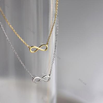 China Dylam Minilistic Lead Free Thin Nickel Free 18k Gold Plated Daily Infinity 8 Necklace Endless Love De Collar Real S925 Sterling Silver Jewelry for sale