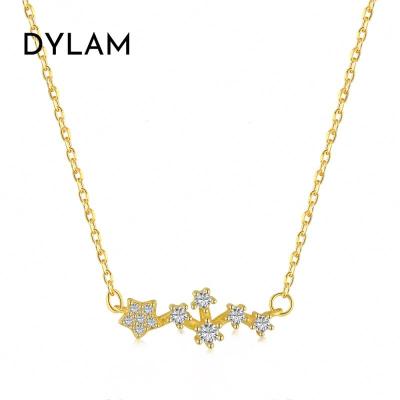 China Latest Dylam 2022 CLASSIC Dainty Style S925 Sterling Silver Gold Plated Star Bling Pendant Christmas Gifts Charm Design Necklace for sale