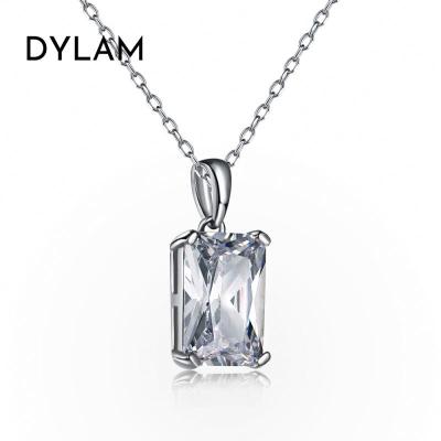 China Dylam S925 Sterling Silver Necklace Pendant Minimalist Cubic Zirconia Stone Necklaces Jewelry CLASSIC Geometric roudiant 5A cut for women for sale