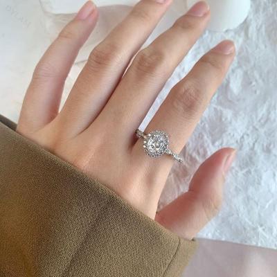 China Dylam CLASSIC 925 radiant diamond ring 2020 chunky silver rings with sterling for sale lab made online engagement wedding zircon for sale