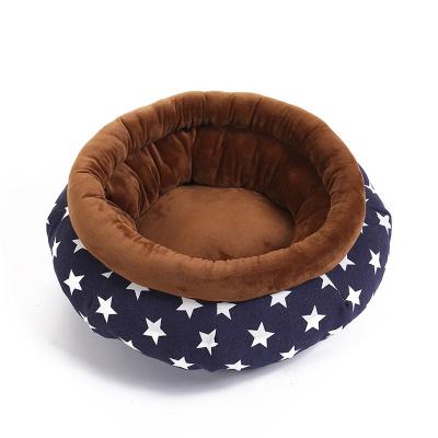 China 2022 Hot Selling Soft Round Warmer Cat Beds Comfy Donut Dog Cat Bed For Pet Sleeping for sale