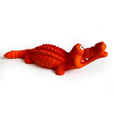 China LOW MOQ Durable Rubber Interactive Pet Crocodile Toys Dog Squeaky Chew Toy For Aggressive Chewers for sale