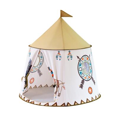 China Straight Tying Type Cotton Fabric Tents For Kids Baby Princess Playhouse Castle Teepee Kids Tent For Sale for sale