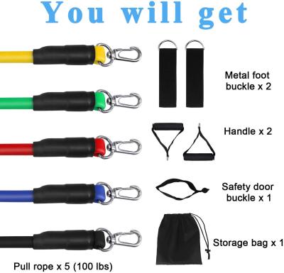 China Not Easy To Deform Fashion 11 Pcs Resistance Fitness Latex Resistance Bands Exercise Set Resistance Tube for sale