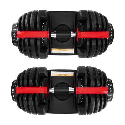 China Dropshipping Bodybuilding Gym Equipment Weight 24kg 52.5lbs Durable Dumbells Free Set Adjustable Dumbbell for sale