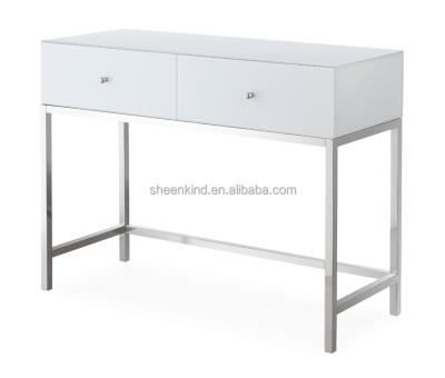 China Eco-friendly Material Customized Style Light Luxury Hallway Table Console Modern White Stainless Steel Console Table Console for sale