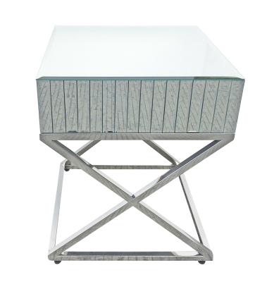 China Eco-friendly Material Drawer Side Table Stainless Steel End Tables Luxury Mirrored Side Tables For Living Room Home Furniture for sale