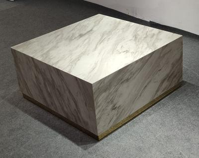 China Custom Living Room Furniture Marble Highlight Mirrored Large Mirrored Coffee Table Modern Table Mirrored Coffee Table for sale