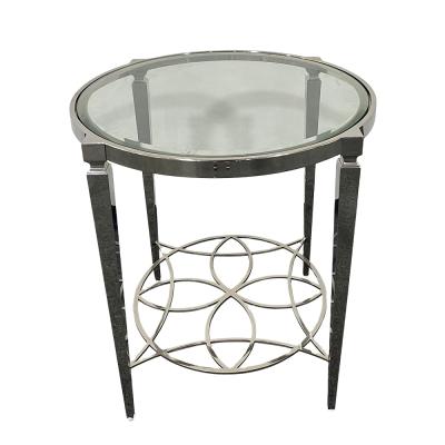 China Large Design Wholesale Furniture Design Modern Glass Coffee Tables Metal Customized Style Stainless Steel Sets Living Pearl Room Packing Tea for sale