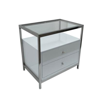 China 'Discolored & Fashional Handmade High Quality Stylish Modern Nightstand With Stainless Steel for sale