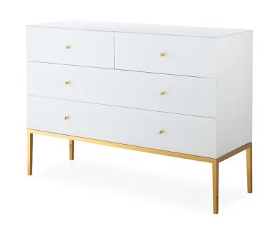 China White And Gold Eco-friendly Material Dressers Light Up Luxury Bedroom Furniture Storage Cabinets Modern Drawer Dressers for sale