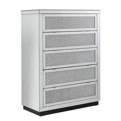 China Diamond Chest 5 Drawer Storage Chest Eco-friendly Hardware Furniture Bedroom Mirrored Large Crushed Drawers Luxury for sale