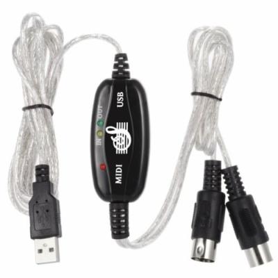 China Electrical Wire USB IN-OUT MIDI Interface Cable, USB Midi Cable With Led Light for sale