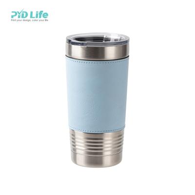 China PYD Life Sustainable Wholesale Customized 20 oz Double Wall Stainless Steel Vacuum Insulated Tumbler With Lid Laserable Leatherette Tumbler for sale