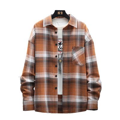 China Viable Men's Plaid Long Sleeve Shirt Youth Casual Loose Student Shirt 2021 New for sale