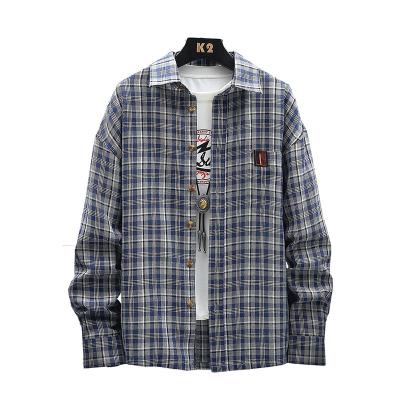 China Sustainable Fashionable Mens Stylish Loose Tops Streetwear Long Sleeve Tops Retro Mens Plaid Shirts for sale