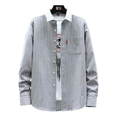 China New Fashion Viable Wholesale Cotton Slim Fit Stripes Long Sleeve Casual Formal Custom Made Men Shirts for sale