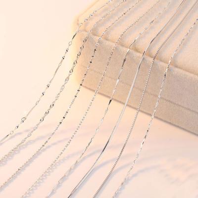 China TRENDY Platinum Plated Simple Gold Chain 925 Sterling Silver Necklace Gold Color , Silver Box Chain for sale