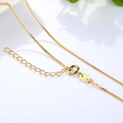 China TRENDY 18K Gold Plated 925 Sterling Silver Necklace Gold Color , Silver Box Chain for sale