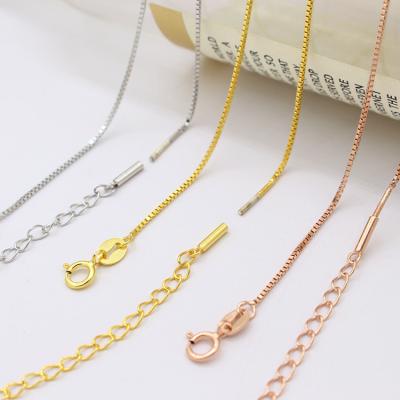 China BOHEMIA S925 Sterling Silver Screw Buckle Necklace DIY Single Chain Pure Clavicle Necklace Heart-Piercing With Needle Box Chain for sale