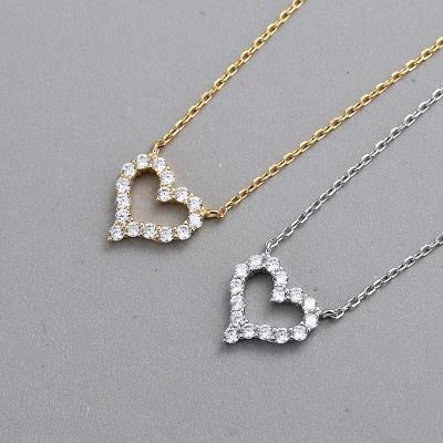 China FASHIONABLE S925 Sterling Silver Diamond Inlaid Hollow Fashion Lightweight K-Plated Luxury Women's Heart Necklace Jewelry for sale