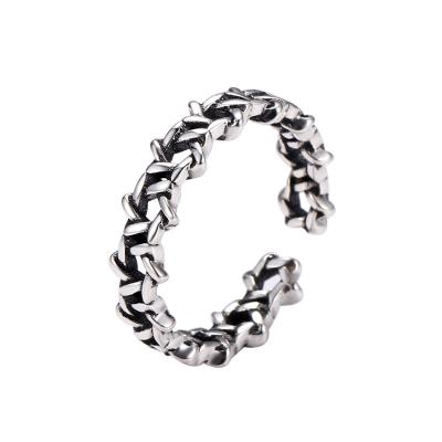 China Korean Custom Woven Hollow Ring Silver Half Open Resizable Ring Fashionable Women Ring Cool 925 Style CIA Punks Retro for sale