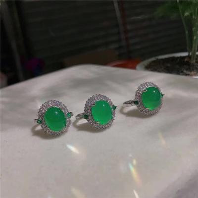 China FASHIONABLE 18K Gold Plated Luxury Diamond Emerald Ring Jade For Women Jewelry Wholesale for sale