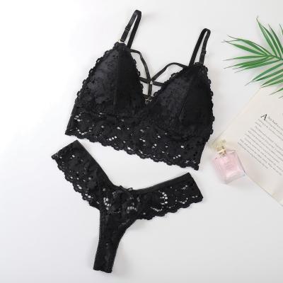 China New 2022 hot sale GN QUICK DRY supplier sexy lace underwear sets push up breathable wrap breast thong sets sexy ladies lace bra sets for sale