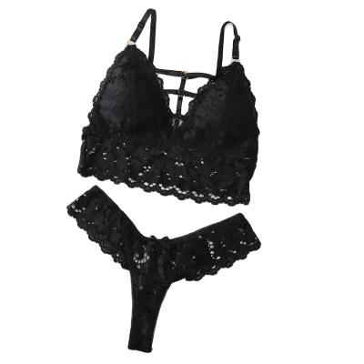 China New Summer QUICK DRY Hot Selling GN Hot Sale Lace Wrap Chest Thong Sexy Suit Underwear Gather Breathable Ladies Sexy Lace Bra Suit for sale