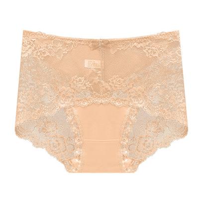 China New larp antibacterial summer lace mid-waist sexy panties hollow out thin transparent women's panties for sale