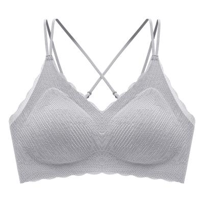 China New GN Summer Ladies High Quality Lace Women's Spandex One Piece Bra Solid Color Fixed Cup Seamless One Piece Bra for sale