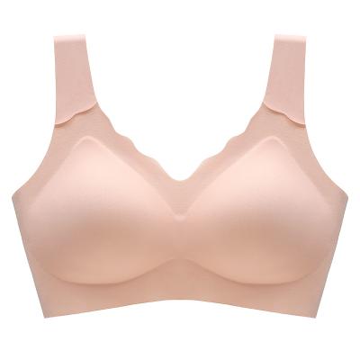 China Ice Silk One Piece Seamless Bra V-Neck Sleep Underwear Radio Latex-Filled Seamless One-Piece Comfort Vest Ladies Bra LARP for sale