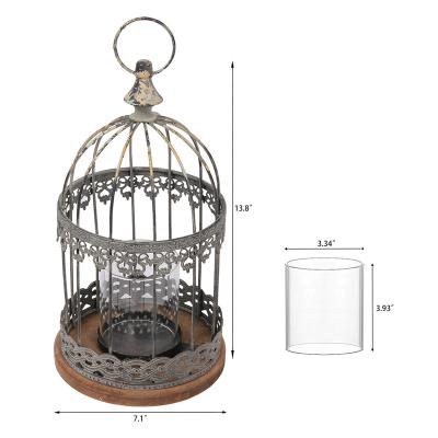 China Home Decoration Birdcage Candle Holder Vintage Candlestick Holders Wedding Candle Centerpieces for Tables Iron Candlestick Holder for sale