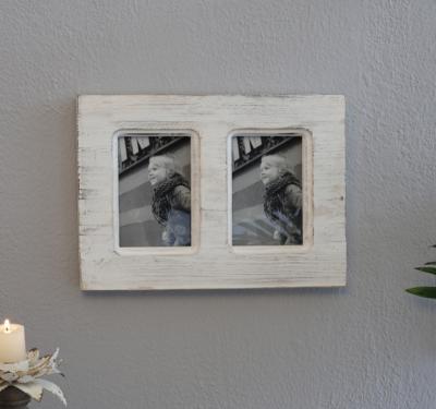 China Fashionable Antique White Wash Vintage Vintage Wooden Picture Frame 2 Photo Highlight For Home Decoration for sale