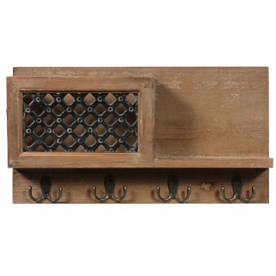 China Traditional Wooden Wall Shelf Design, Rustic Wooden Towel Wall Shelf With Hooks for sale