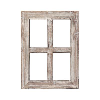 China Europe Window Frame Rustic White Wooden Wood Window Pane For Living Room Bedroom Wall Home Decor, Wood Window Pane for sale