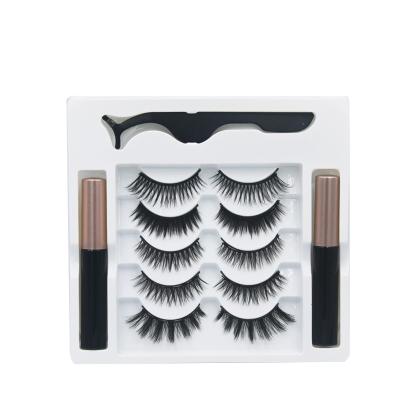 China Wholesale 2020 Soft Natural Magnetic Eyelash Gently 4 Pairs Magnetic Eyeliner Set Magnetic Eyelashes With Tweezers for sale