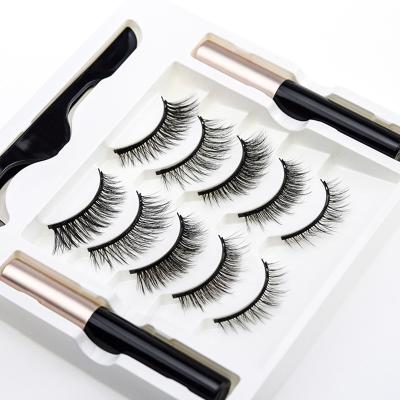 China 5Pairs Natural Soft Magnetic Private Label Mink Eyelashes With Magnetic Eyeliner for sale